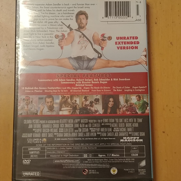 Adam Sandler DVD "You Don't Mess with the ZOHAN" unrated version, brand new - Picture 2 of 2